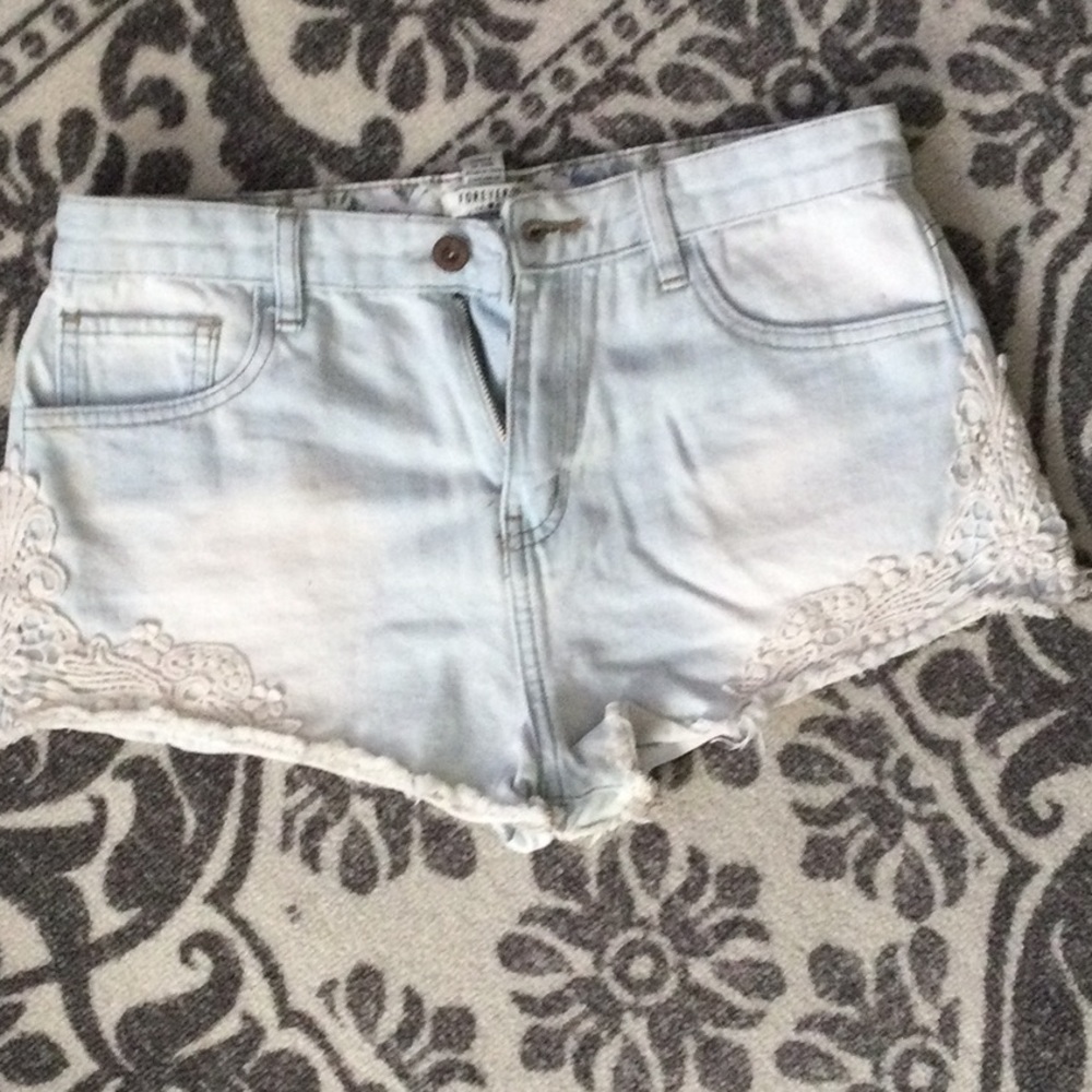 Forever 21 floral denim shorts
